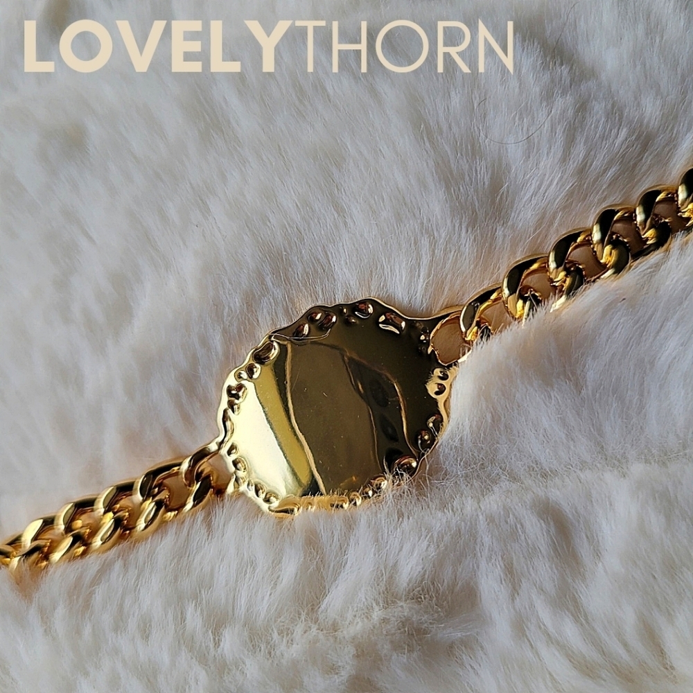 VANESSA MOONEY // ltd ed gold nugget chunky curb chain ID bracelet - Picture 2 of 15